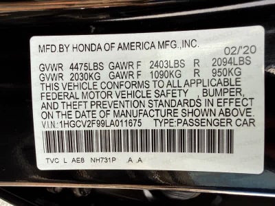 2020 Honda Accord Touring 2.0T Auto