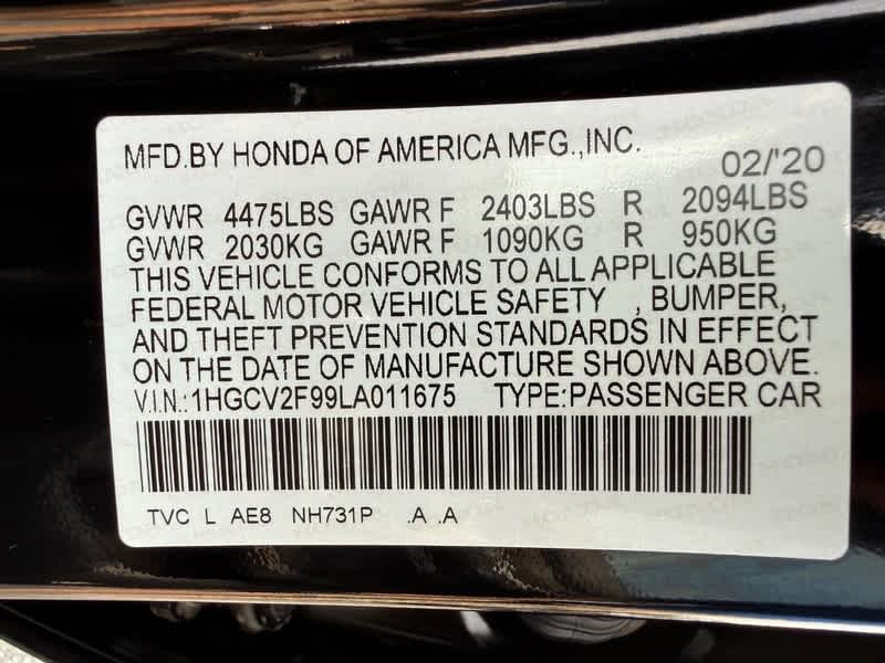 2020 Honda Accord Touring 2.0T Auto