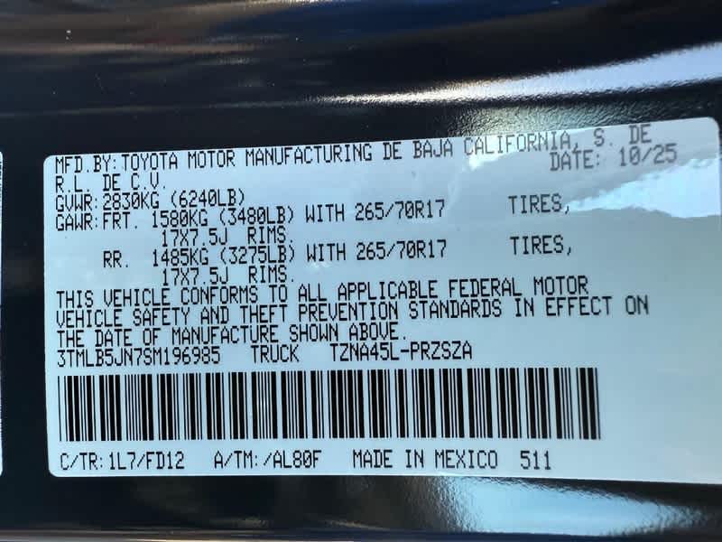 2025 Toyota Tacoma TRD Off Road Double Cab 5 Bed AT