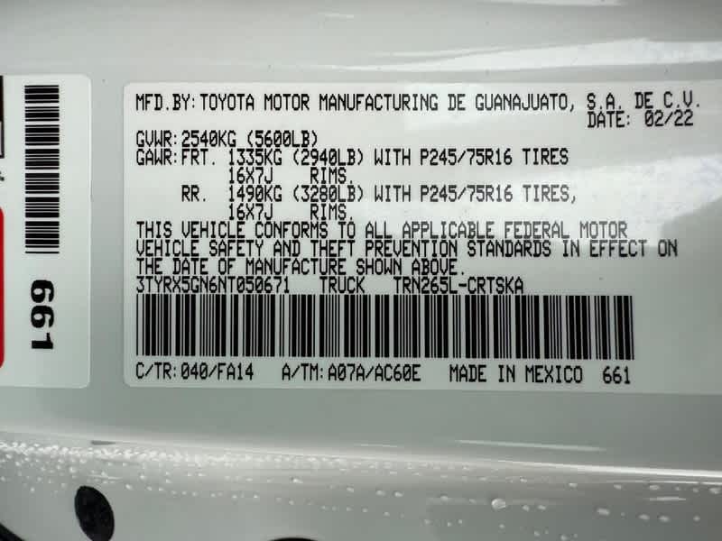 2022 Toyota Tacoma SR Access Cab 6 Bed I4 AT