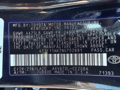 2022 Toyota Camry XLE Auto