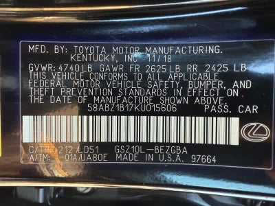 2019 Lexus ES ES 350 FWD