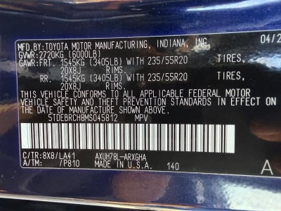 2021 Toyota Highlander Hybrid Platinum AWD