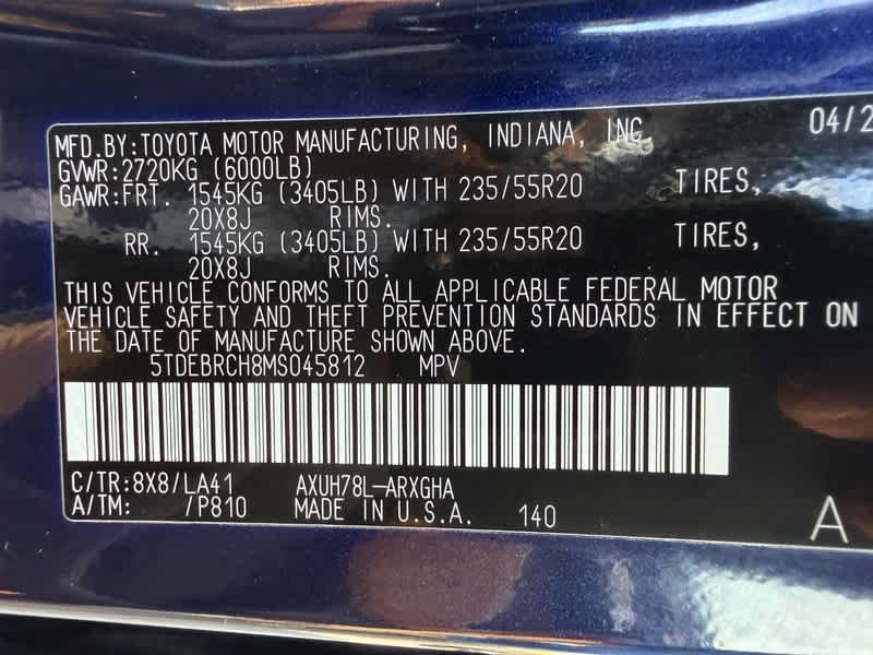 2021 Toyota Highlander Hybrid Platinum AWD