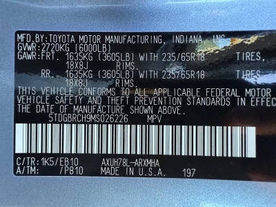 2021 Toyota Highlander Hybrid XLE AWD