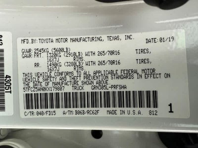 2019 Toyota Tacoma TRD Off Road Double Cab 5 Bed V6 MT