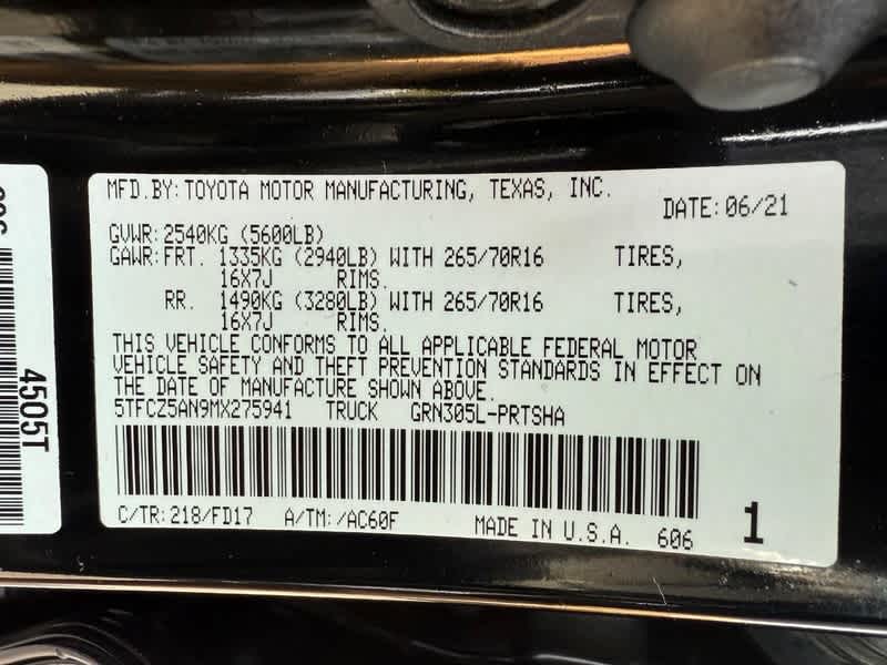 2021 Toyota Tacoma TRD Off Road Double Cab 5 Bed V6 AT