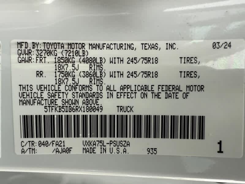 2024 Toyota Tundra SR CrewMax 5.5 Bed