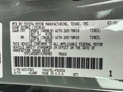 2026 Toyota Tundra SR5 CrewMax 5.5 Bed