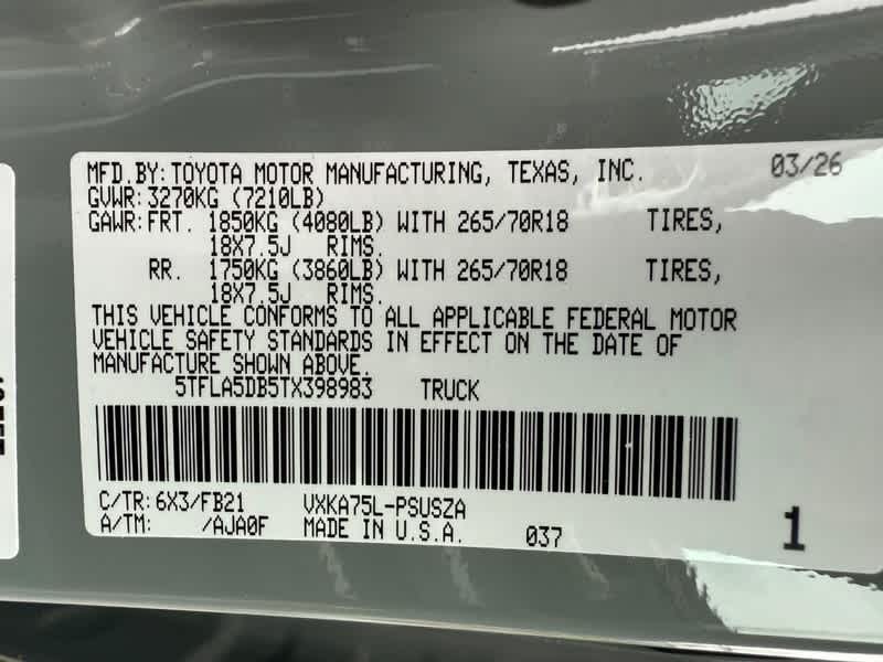 2026 Toyota Tundra SR5 CrewMax 5.5 Bed