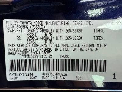 2026 Toyota Tundra 1794 Edition Hybrid CrewMax 5.5 Bed