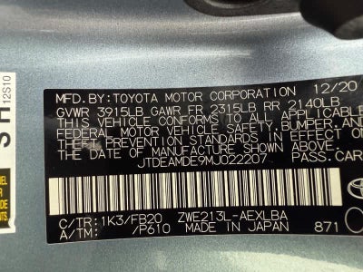 2021 Toyota Corolla Hybrid LE CVT